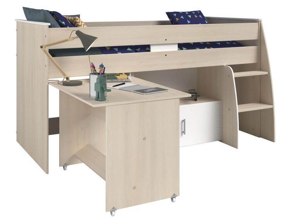 The Charly Mid Sleeper Bed with Desk & Cupboard - Millie & Jones