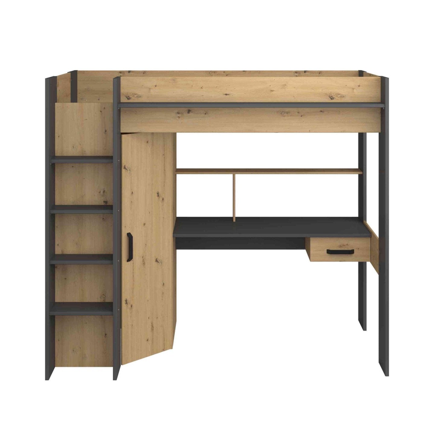 The Grayson High Sleeper Loft Beds with Desk & Wardrobe - Millie & Jones