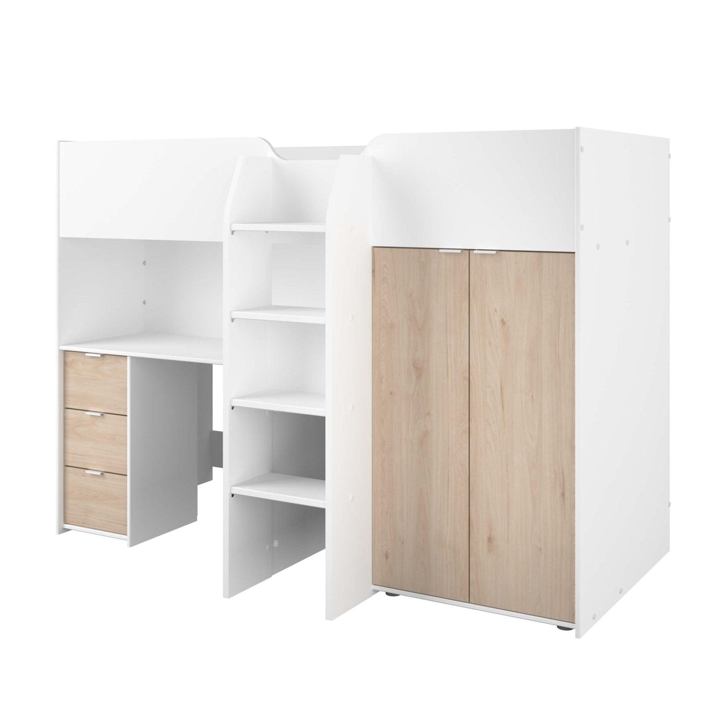 Tom Junior Highsleeper Bed with Wardrobe & Desk - Millie & Jones
