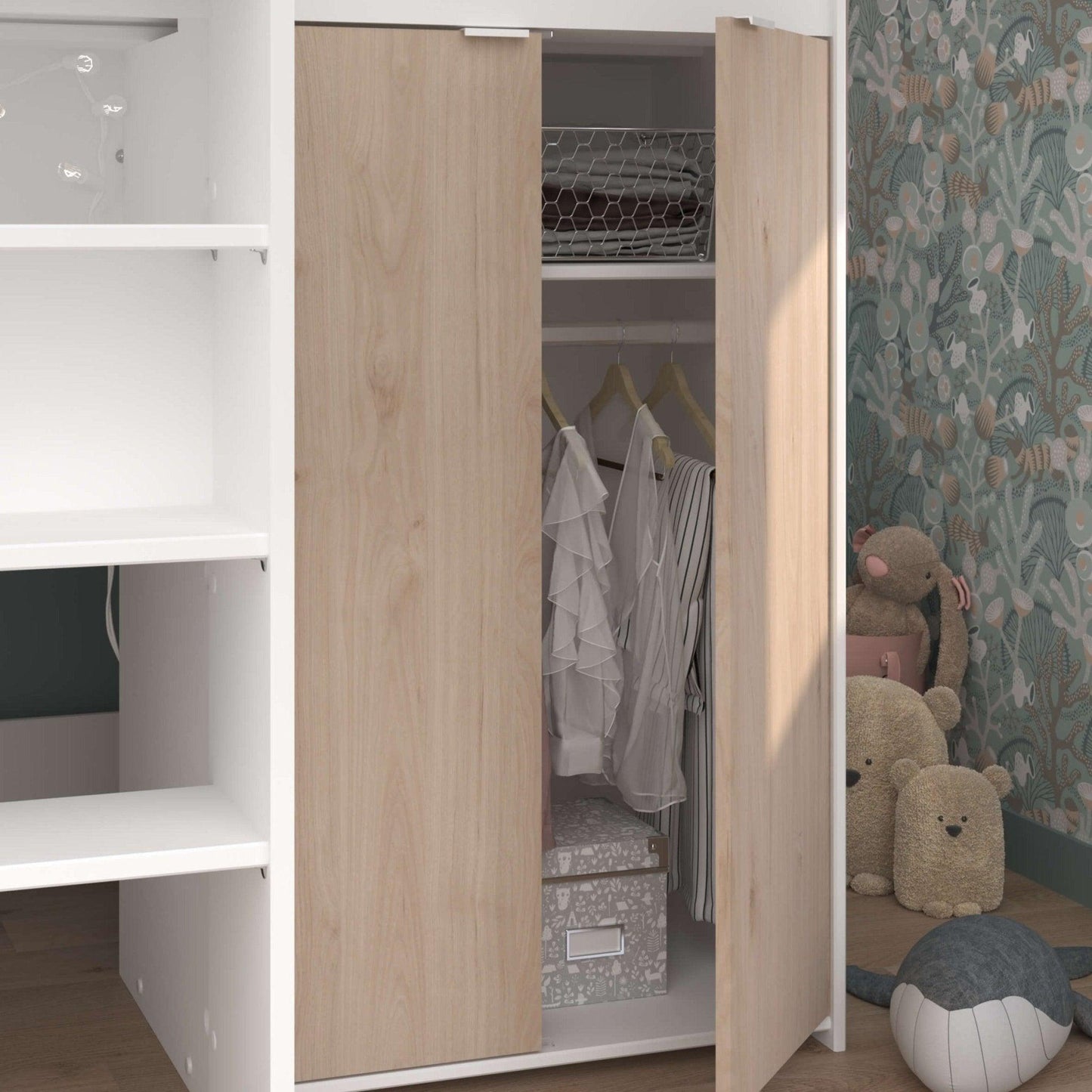Tom Junior Highsleeper Bed with Wardrobe & Desk - Millie & Jones