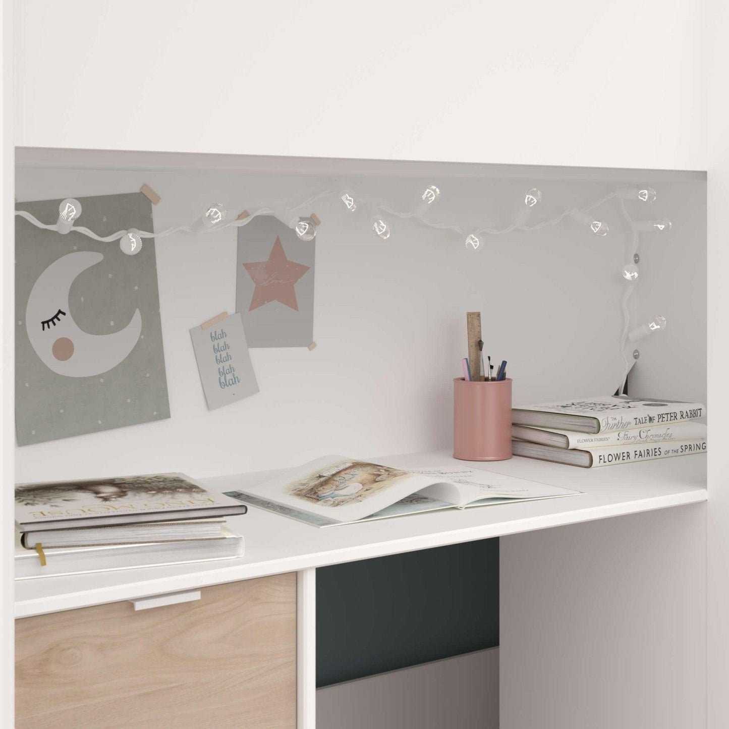 Tom Junior Highsleeper Bed with Wardrobe & Desk - Millie & Jones