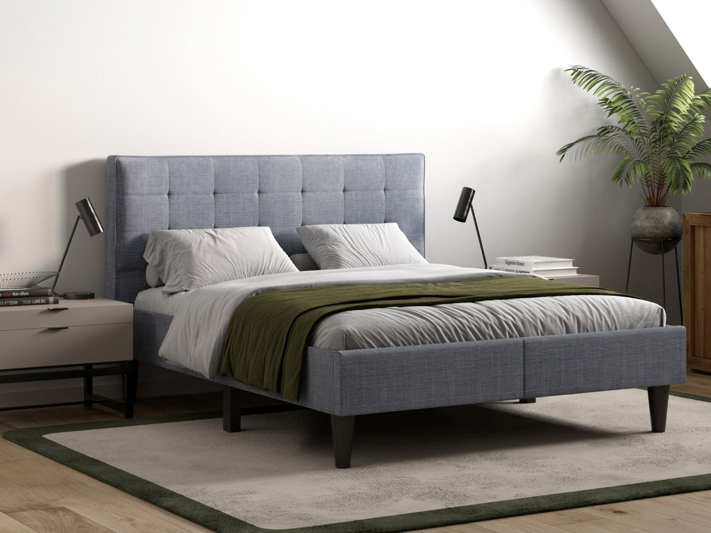 Perth Grey Linen Fabric Bed