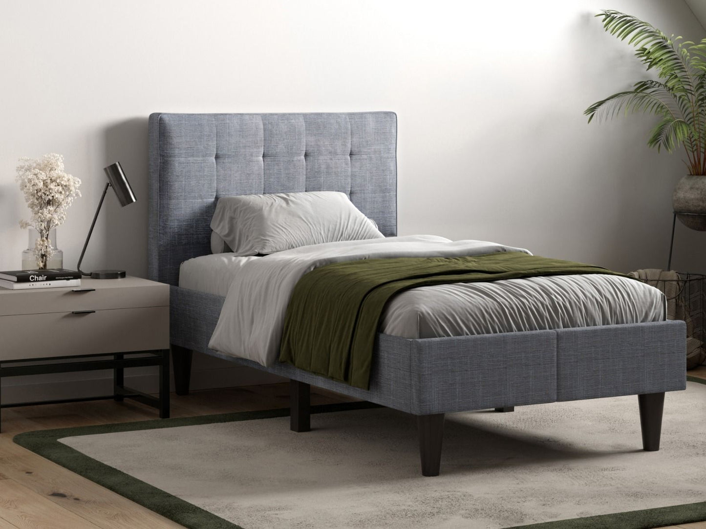 Perth Grey Linen Fabric Bed