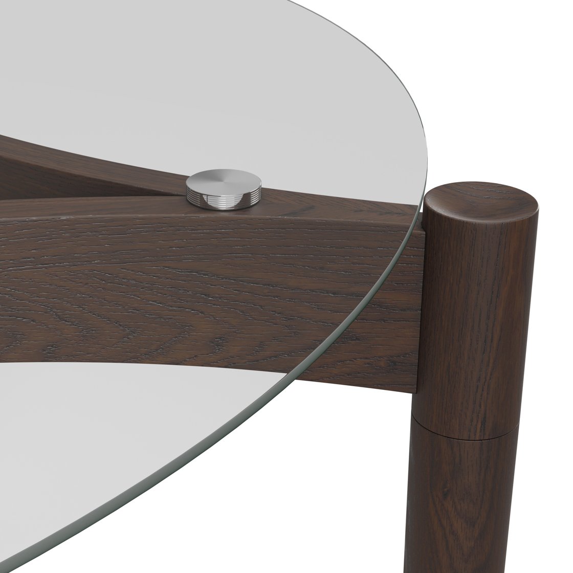 Petworth glass top dining table with curved wooden base