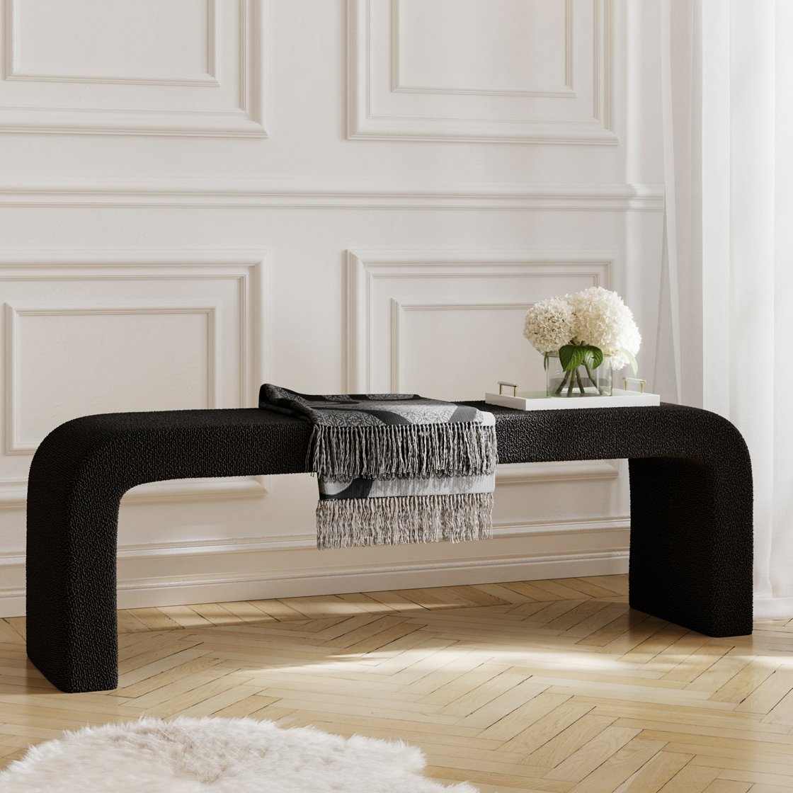 Plockton curved boucle bench