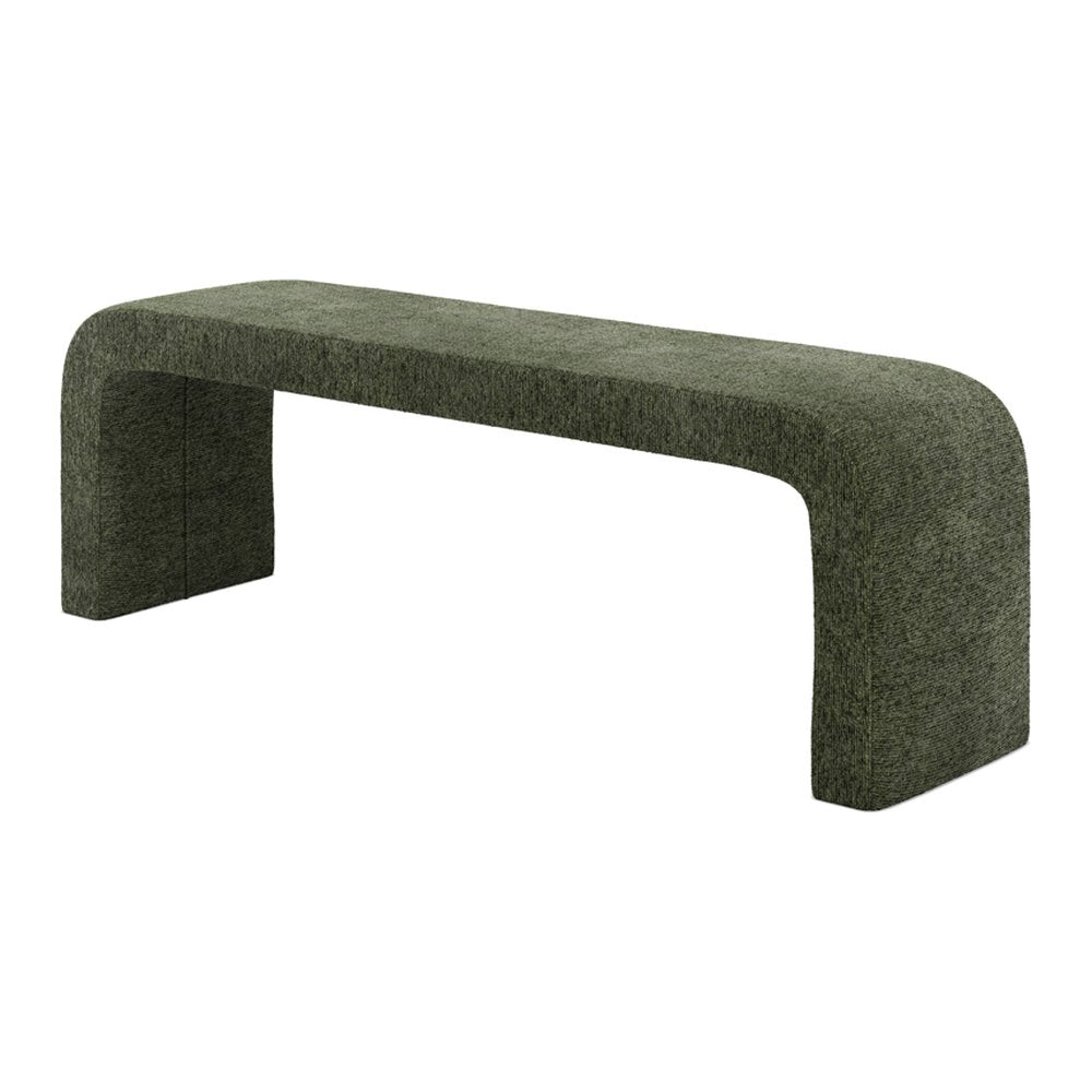 Plockton curved boucle bench in Basil
