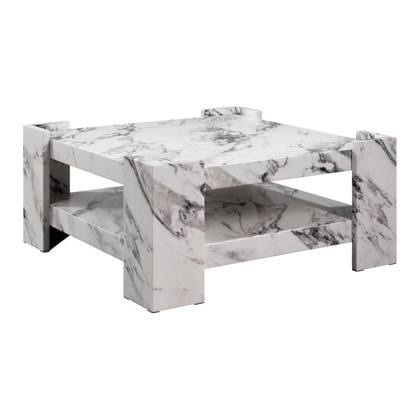 Polperro square marble effect coffee table in Calacatta