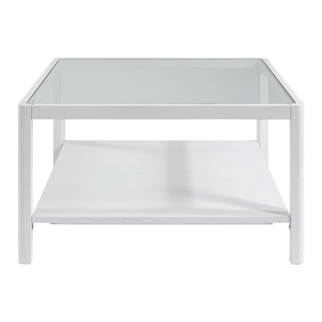 Polzeath glass top coffee table with shelf