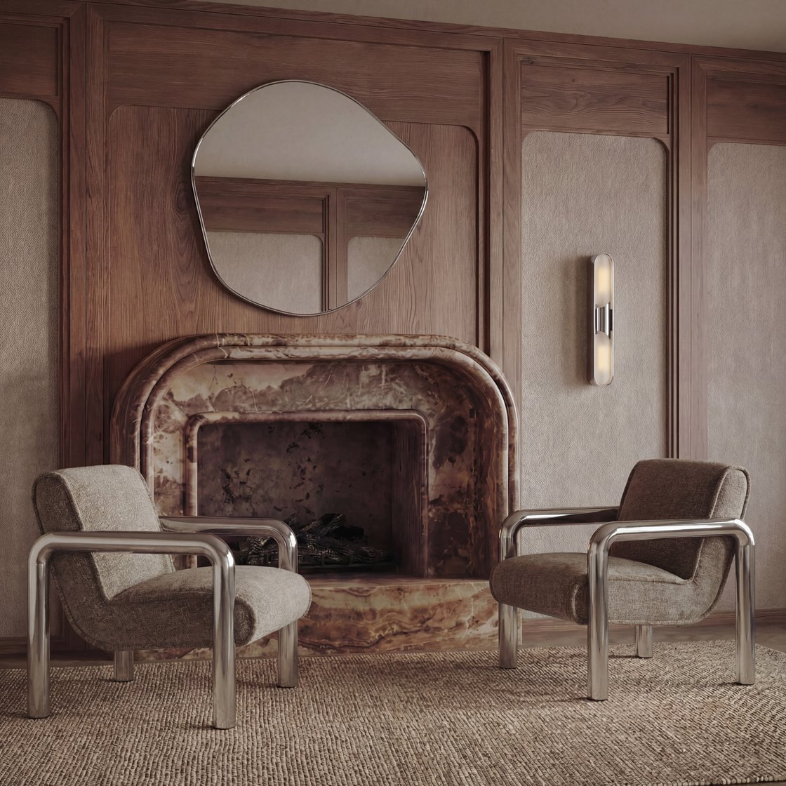 Portman armchair with tubular steel frame