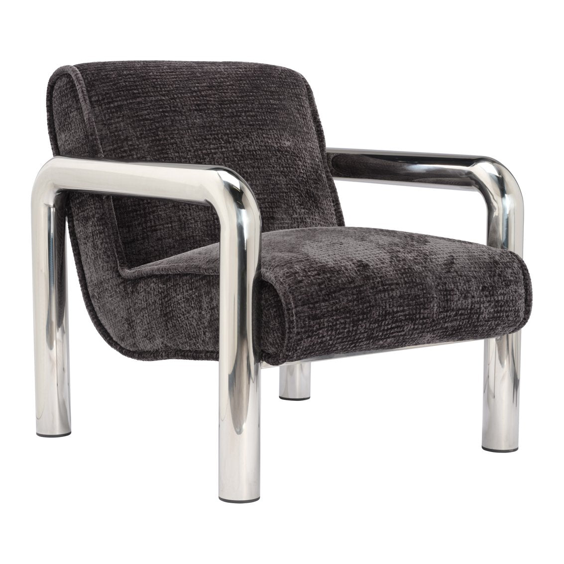 Portman armchair with tubular steel frame in Black