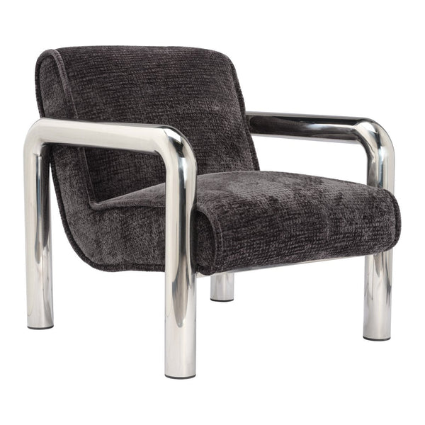 Portman armchair with tubular steel frame in Black