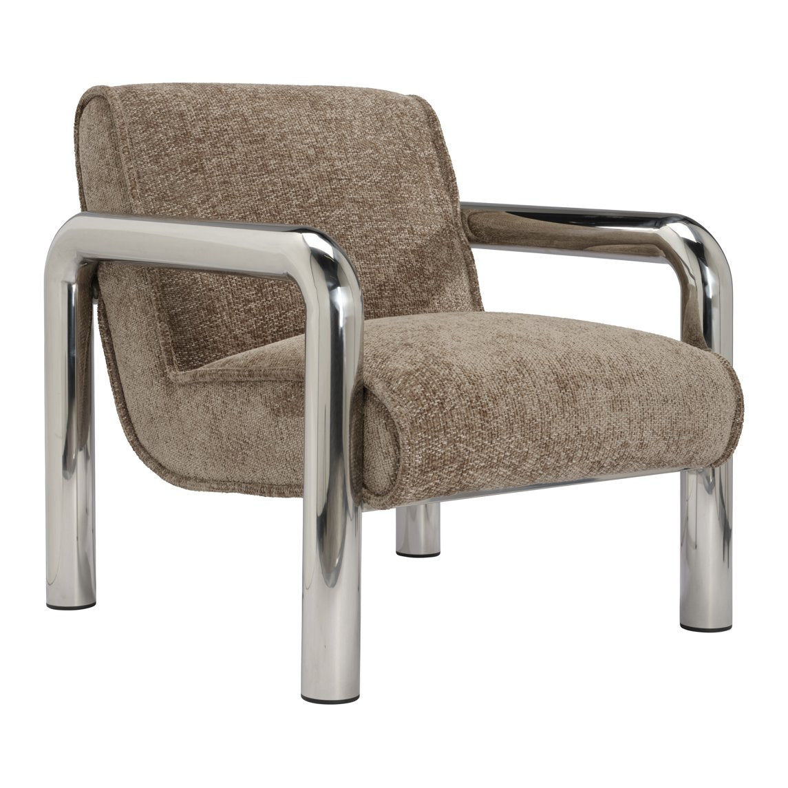 Portman armchair with tubular steel frame in Light Brown
