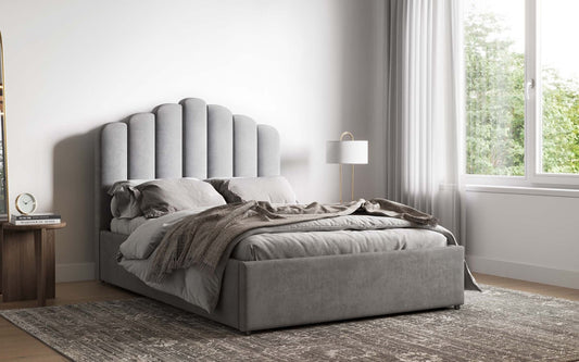 Poseidon Shell Grey Ottoman Double Bed