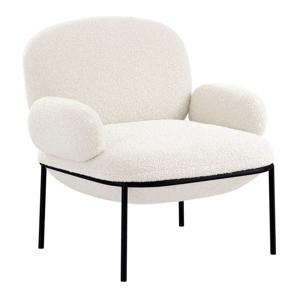 Putney sherpa armchair with metal frame in Ivory