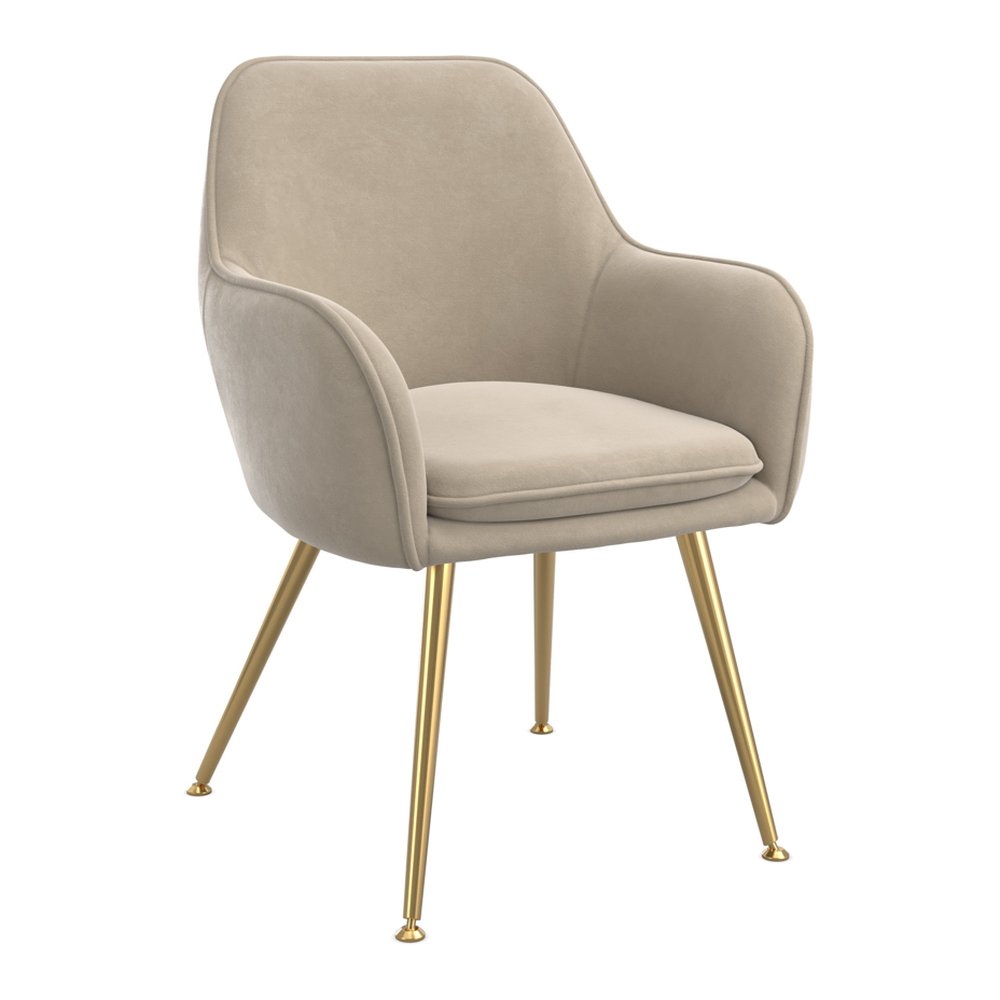 Ramsbury velvet dining chair with arms in Light Fawn