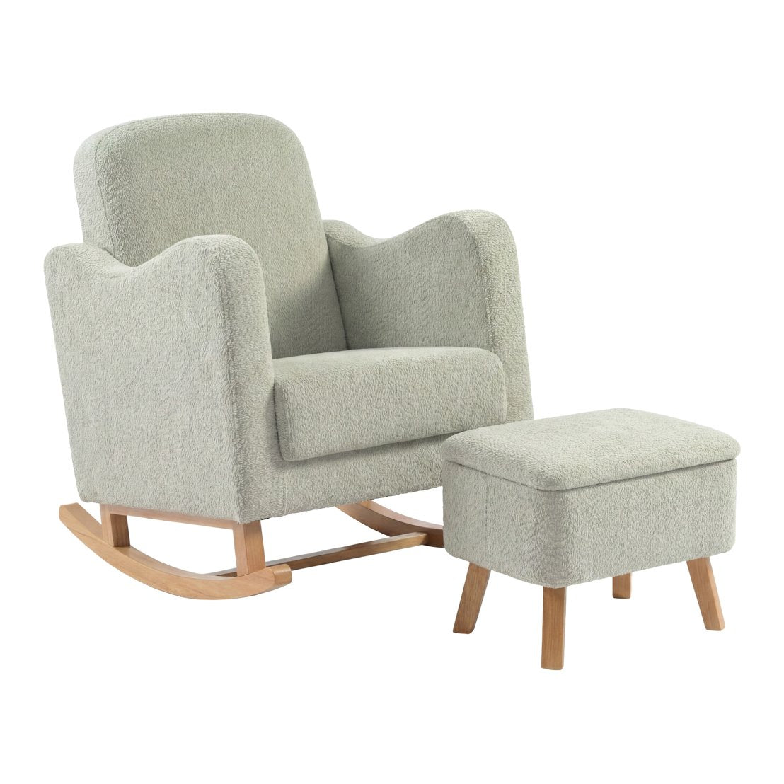 Robin rocking nursing chair in Sage Boucle