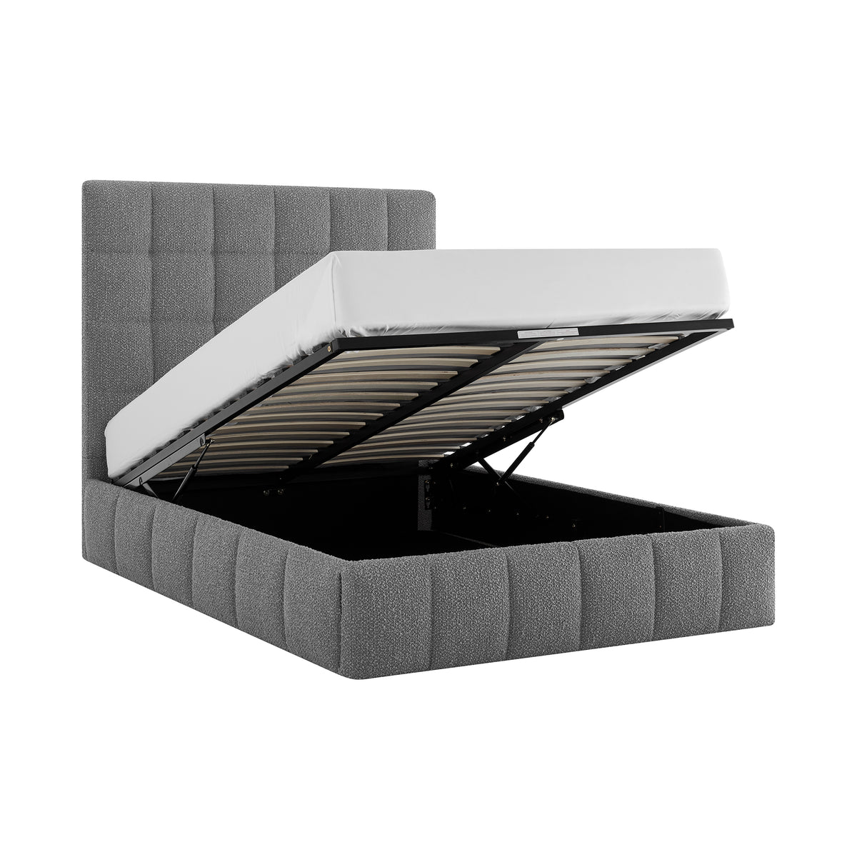 Rosehaven Boucle Ottoman King Bed in Dove Grey – product view 7
