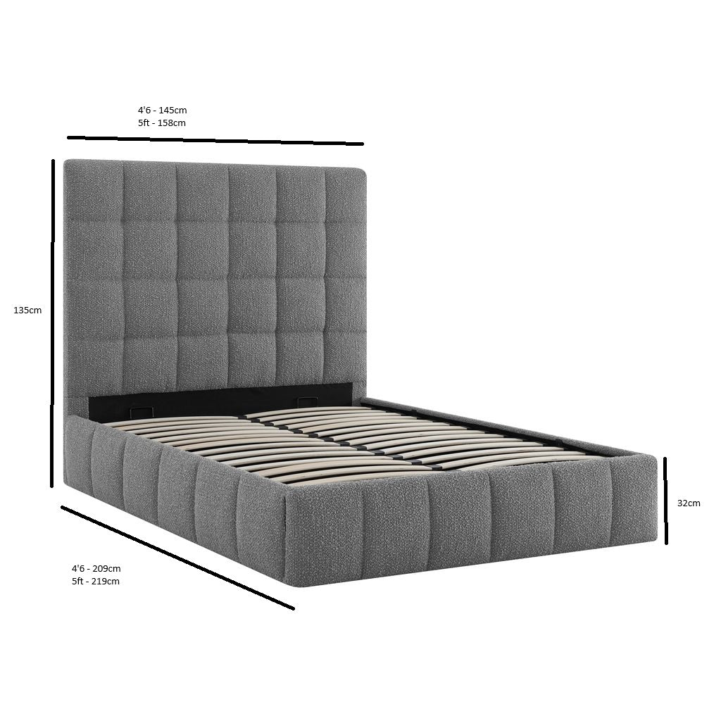 Rosehaven Boucle Ottoman King Bed in Dove Grey – product view 9