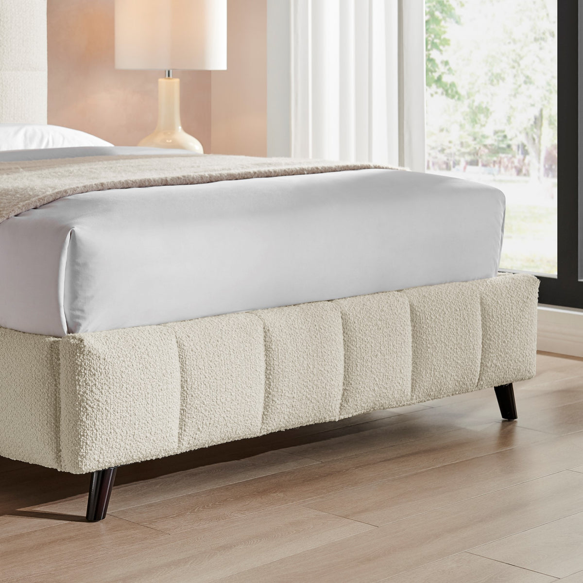 Rosehaven Square Panel Boucle Bed Frame in Ivory – product view 11