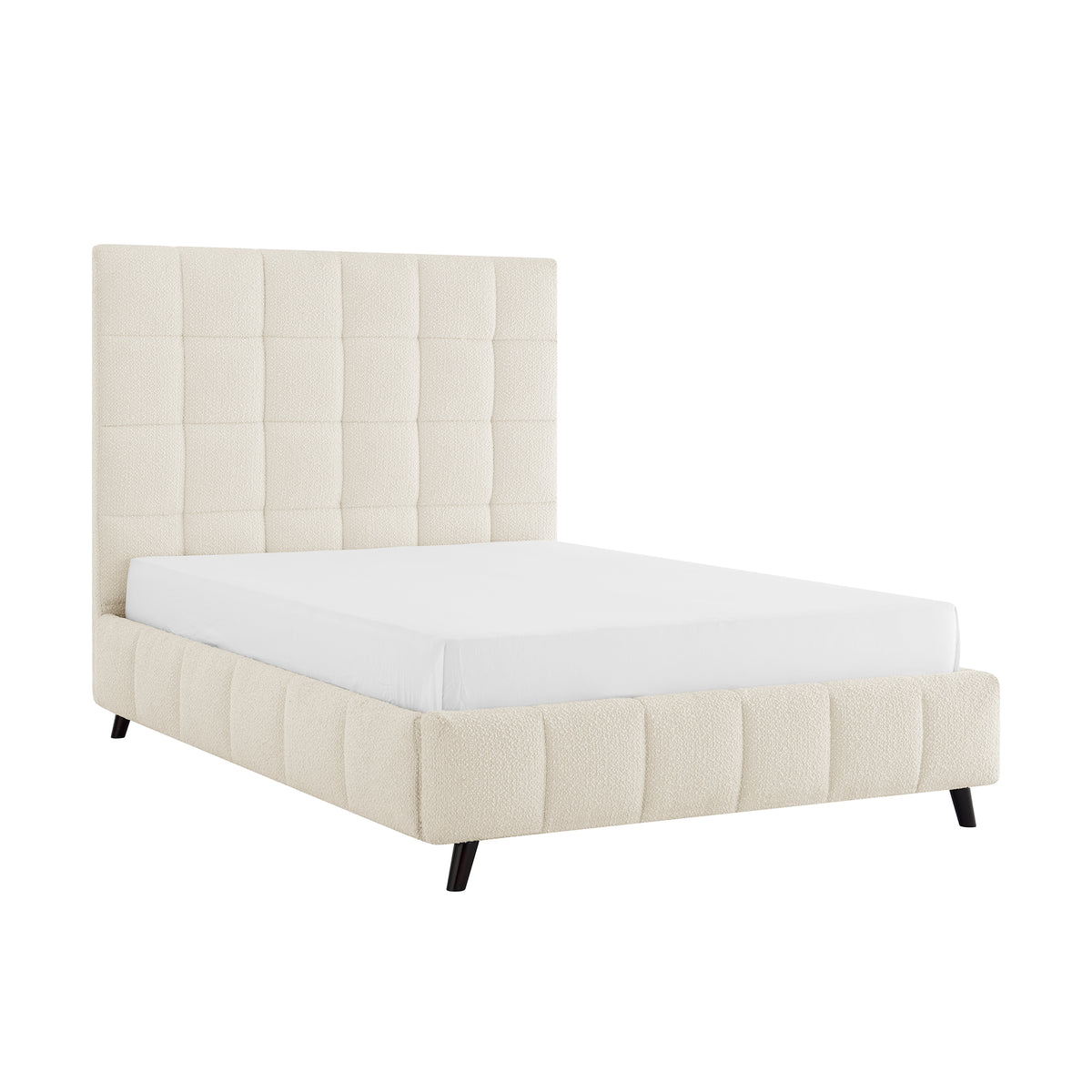 Rosehaven Square Panel Boucle Bed Frame in Ivory – product view 12