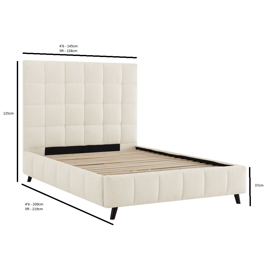 Rosehaven Square Panel Boucle Bed Frame in Ivory – product view 14