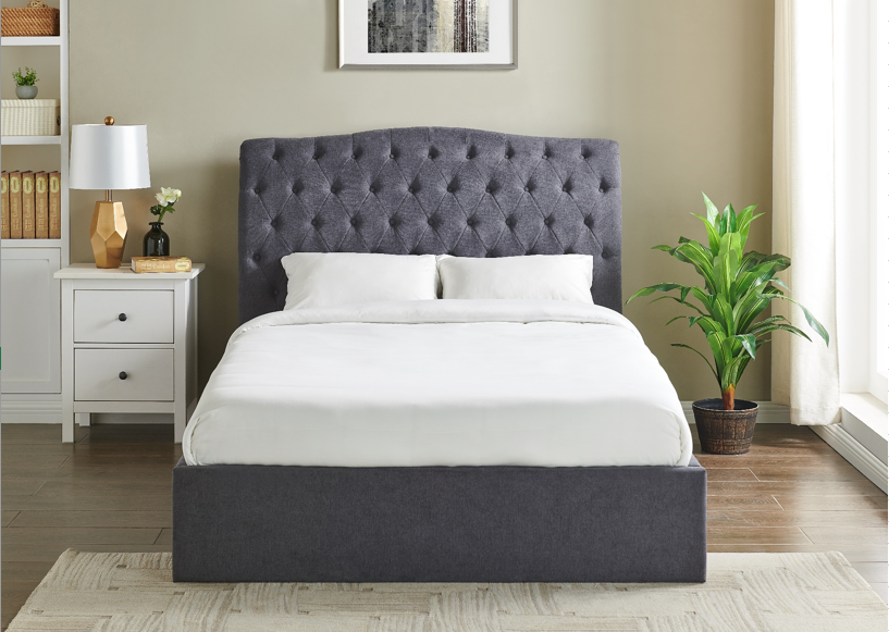 Roselyn Buttoned Ottoman Storage Bed in Dark Grey – product view 1