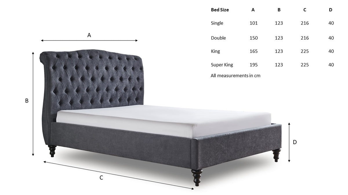 Roselyn Buttoned Ottoman Storage Bed in Dark Grey – product view 2