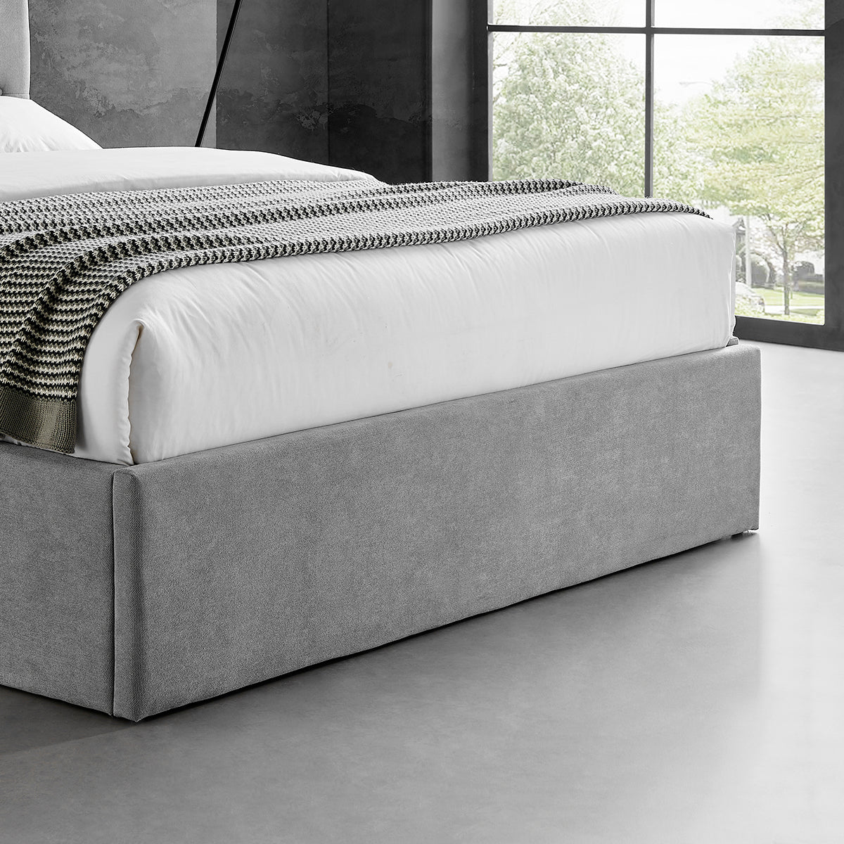 Roselyn Buttoned Ottoman Storage Bed in Light Grey – product view 7