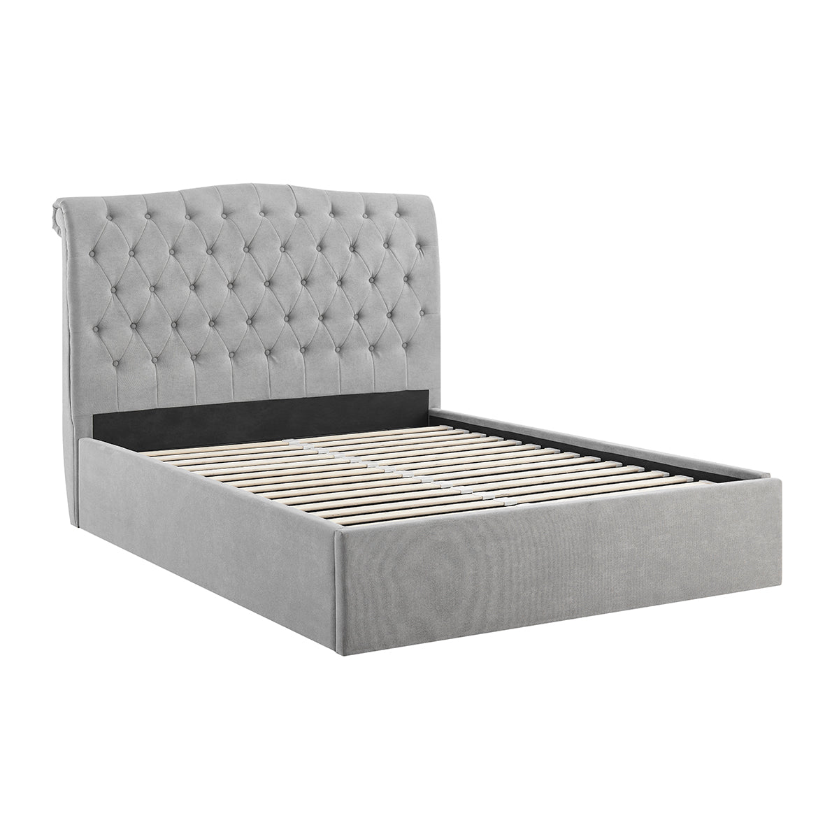 Roselyn Buttoned Ottoman Storage Bed in Light Grey – product view 8
