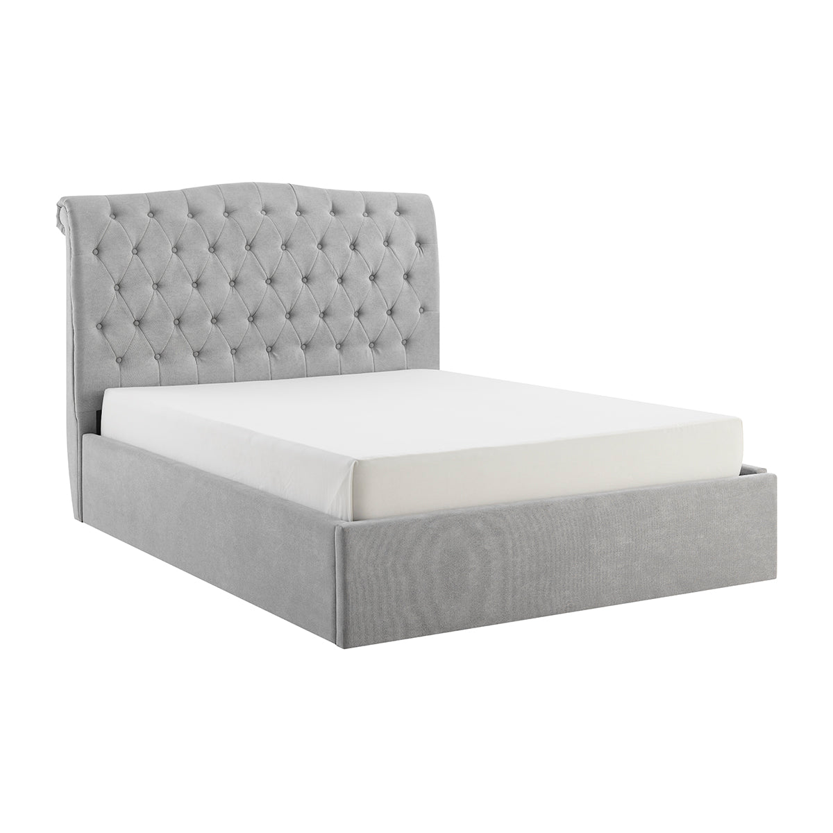 Roselyn Buttoned Ottoman Storage Bed in Light Grey – product view 9