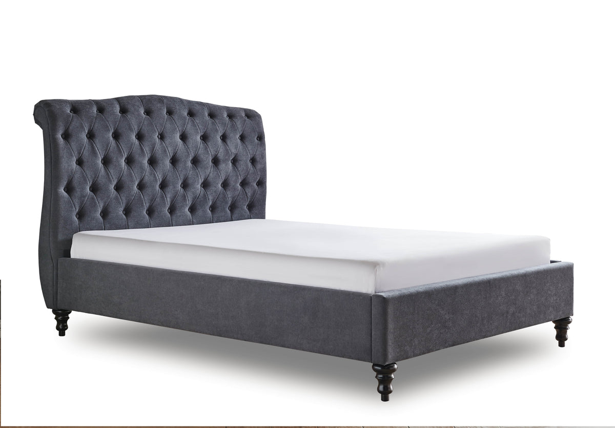 Roselyn Buttoned Upholstered Bed Frame in Dark Grey – product view 12