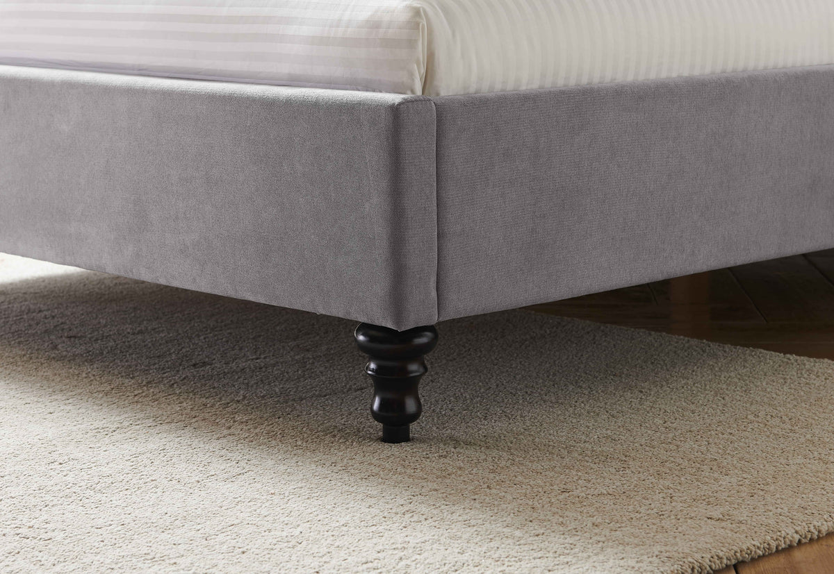 Roselyn Buttoned Upholstered Bed Frame in Light Grey – product view 18