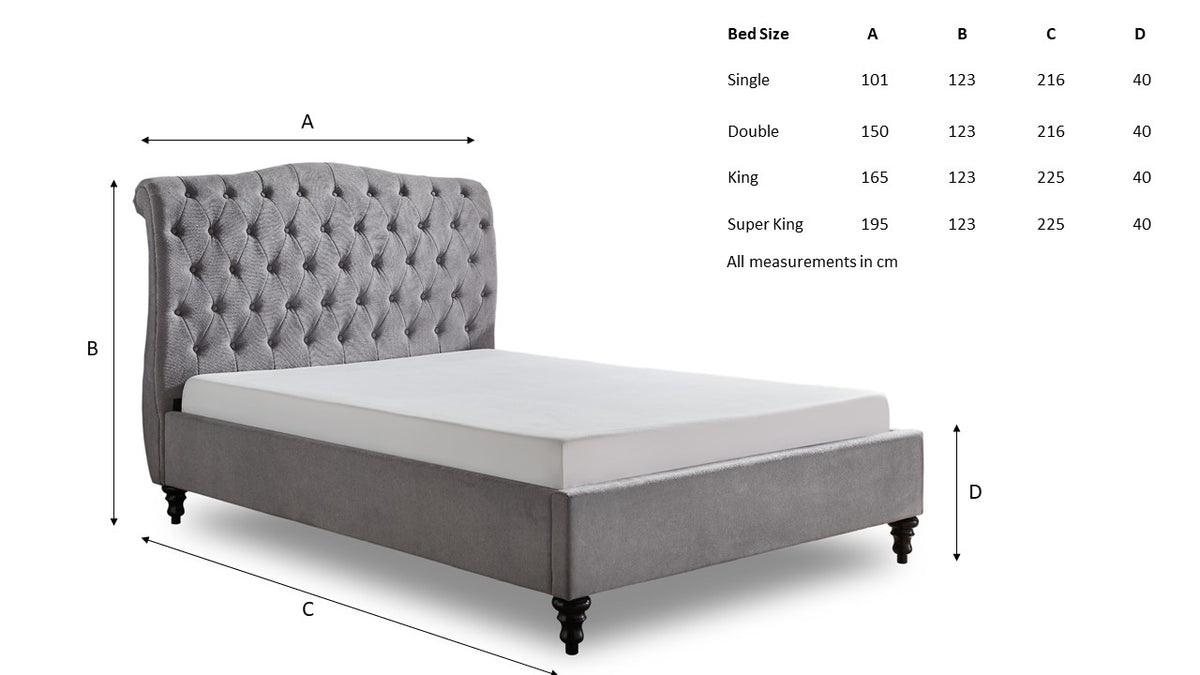 Roselyn Buttoned Upholstered Bed Frame in Light Grey – product view 20