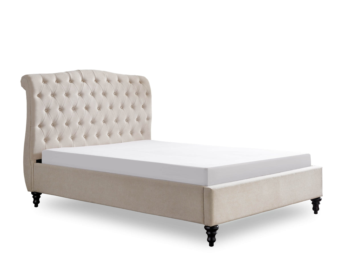 Roselyn Buttoned Upholstered Bed Frame in Natural – product view 25