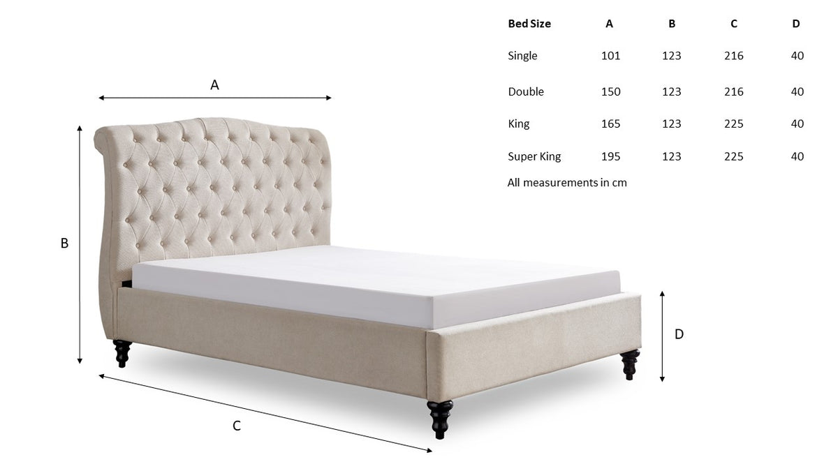 Roselyn Buttoned Upholstered Bed Frame in Natural – product view 26