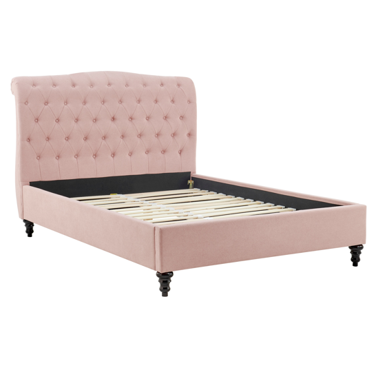 Roselyn Buttoned Upholstered Bed Frame in Pink – product view 31