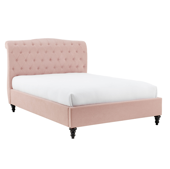 Roselyn Buttoned Upholstered Bed Frame in Pink – product view 32