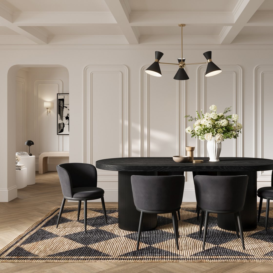 Rotherfield ash veneer dining table with cylindrical base