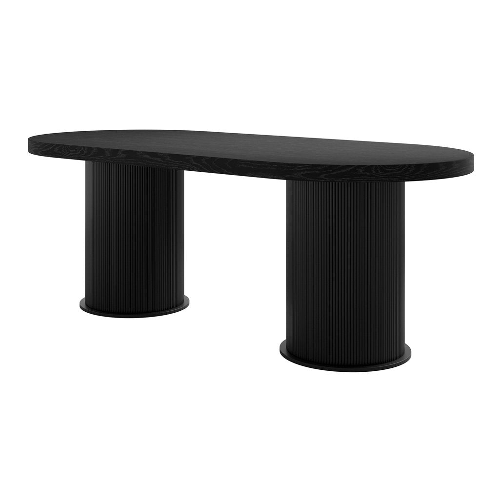 Rotherfield ash veneer dining table with cylindrical base in Black