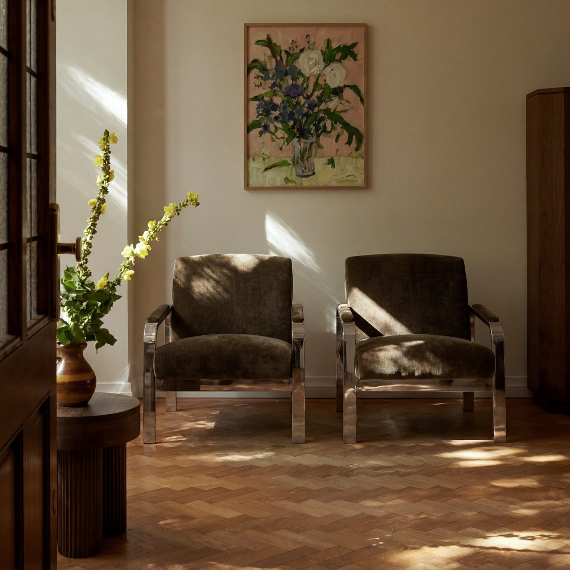 Russell steel frame armchair