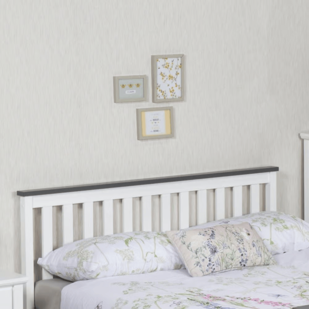 Nami White and Grey Wooden Bed - Hover