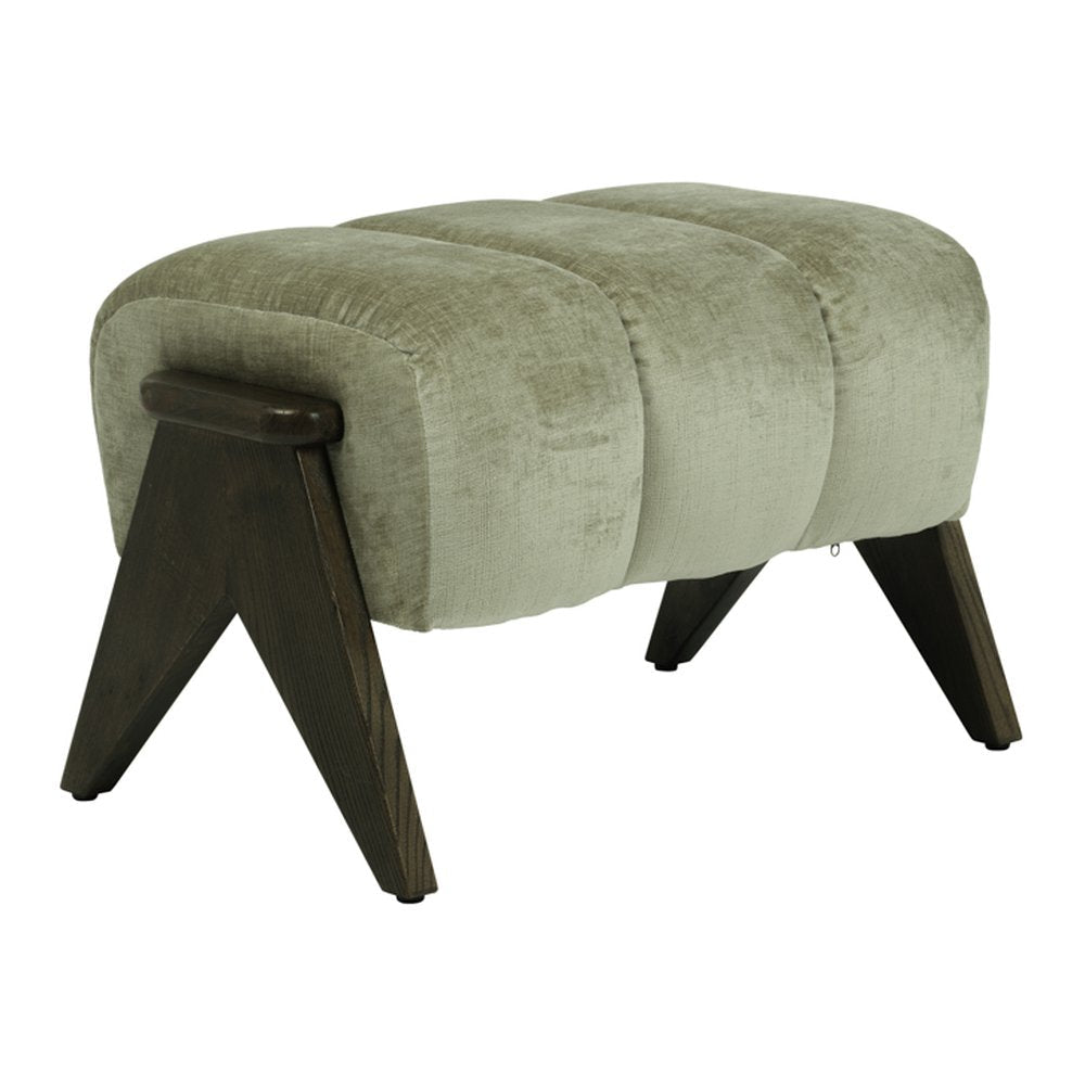 Sheen channelled chenille footstool in Dusty Sage