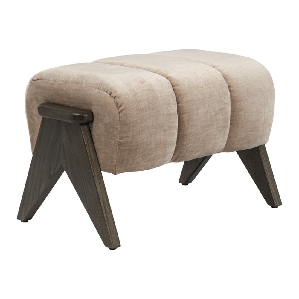 Sheen channelled chenille footstool in Porcelain