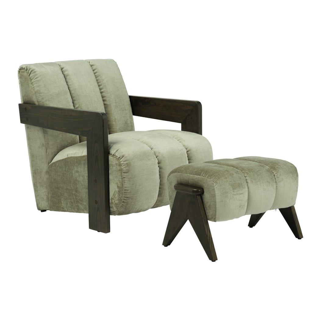 Sheen chenille armchair with elm frame