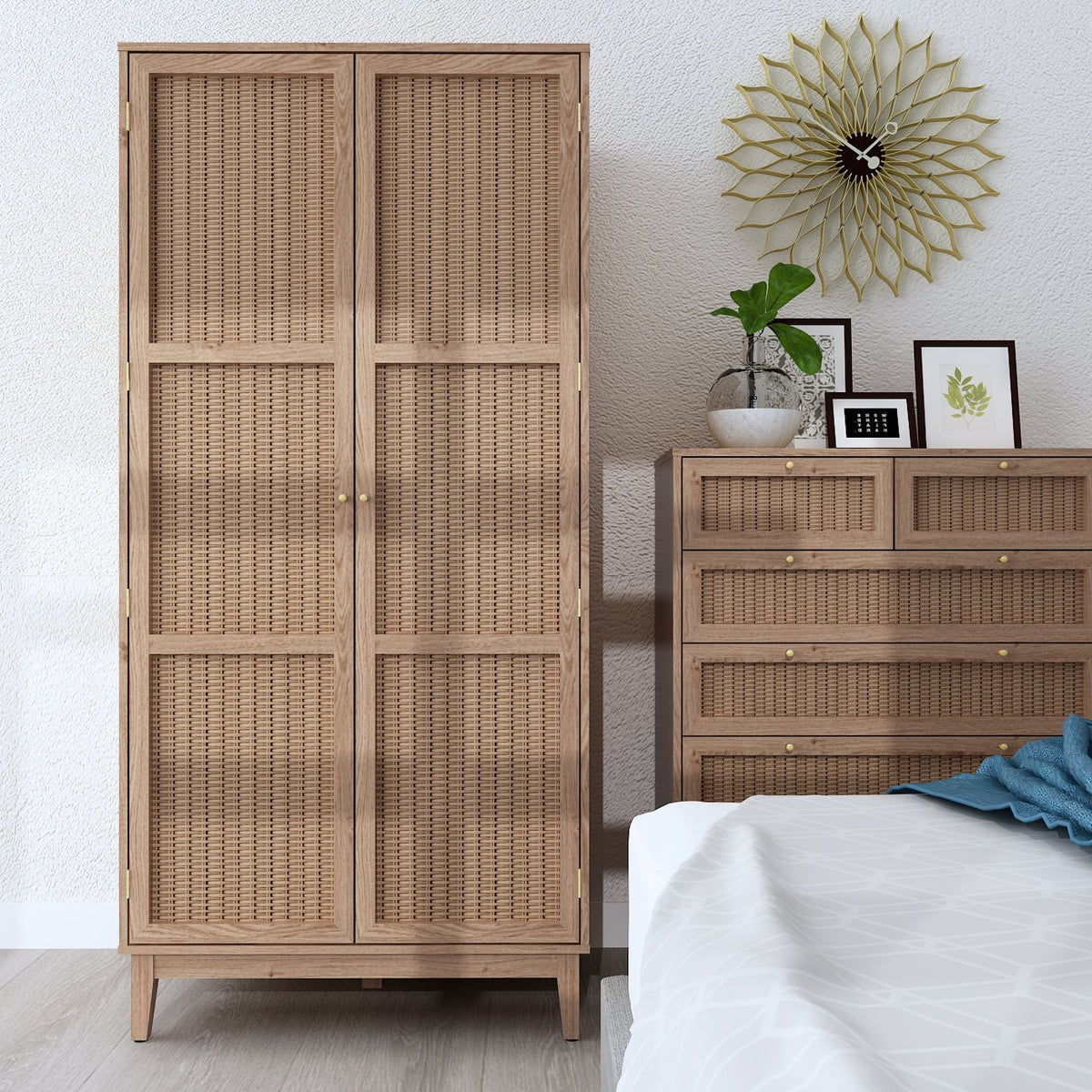 Southwold rattan effect 2 door wardrobe