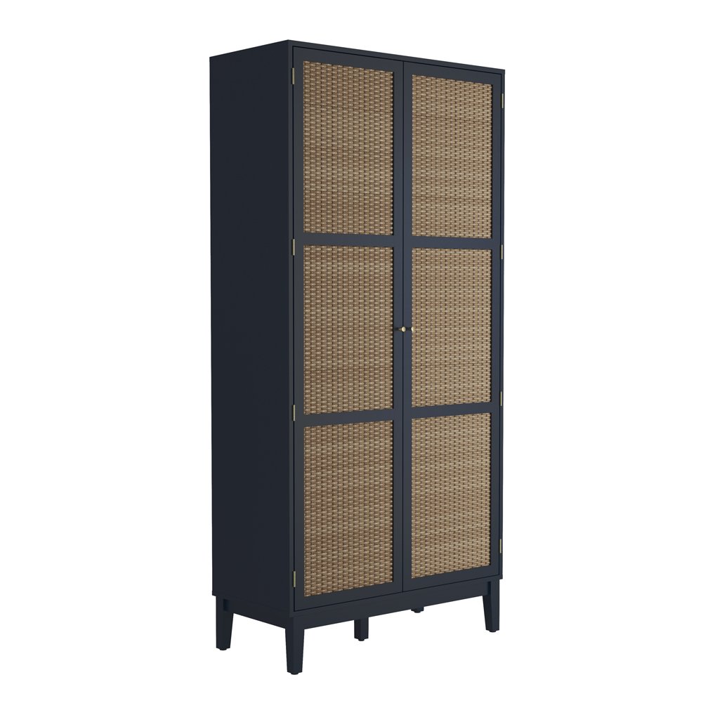 Southwold rattan effect 2 door wardrobe in Berlin Blue
