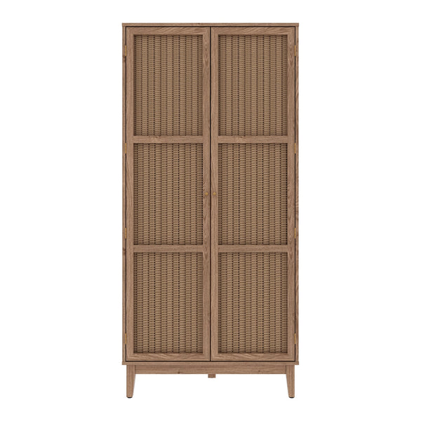 Southwold rattan effect 2 door wardrobe in Oak Effect