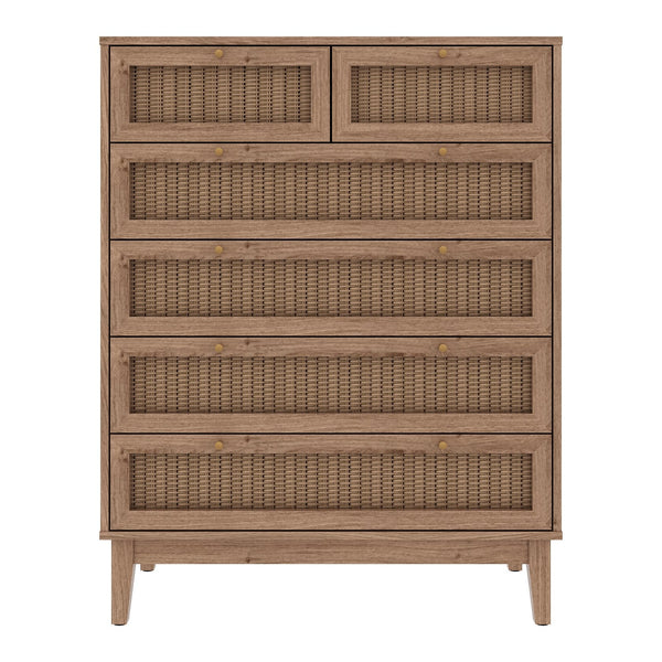 Southwold rattan effect chest of drawers in Oak Effect