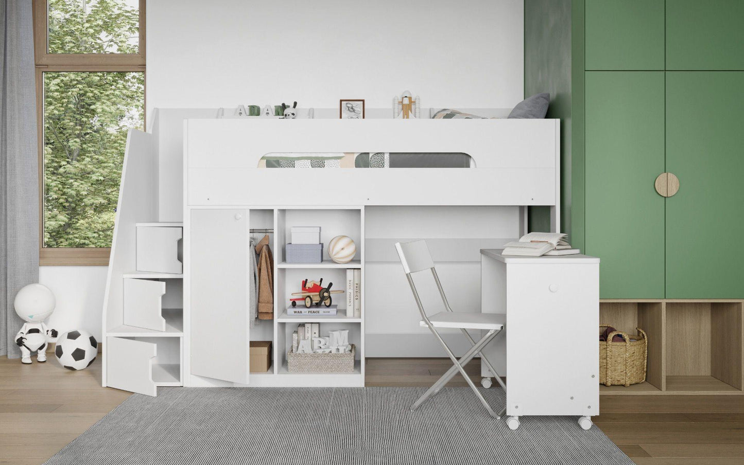 Stepaside Staircase High Sleeper Workstation - Millie & Jones