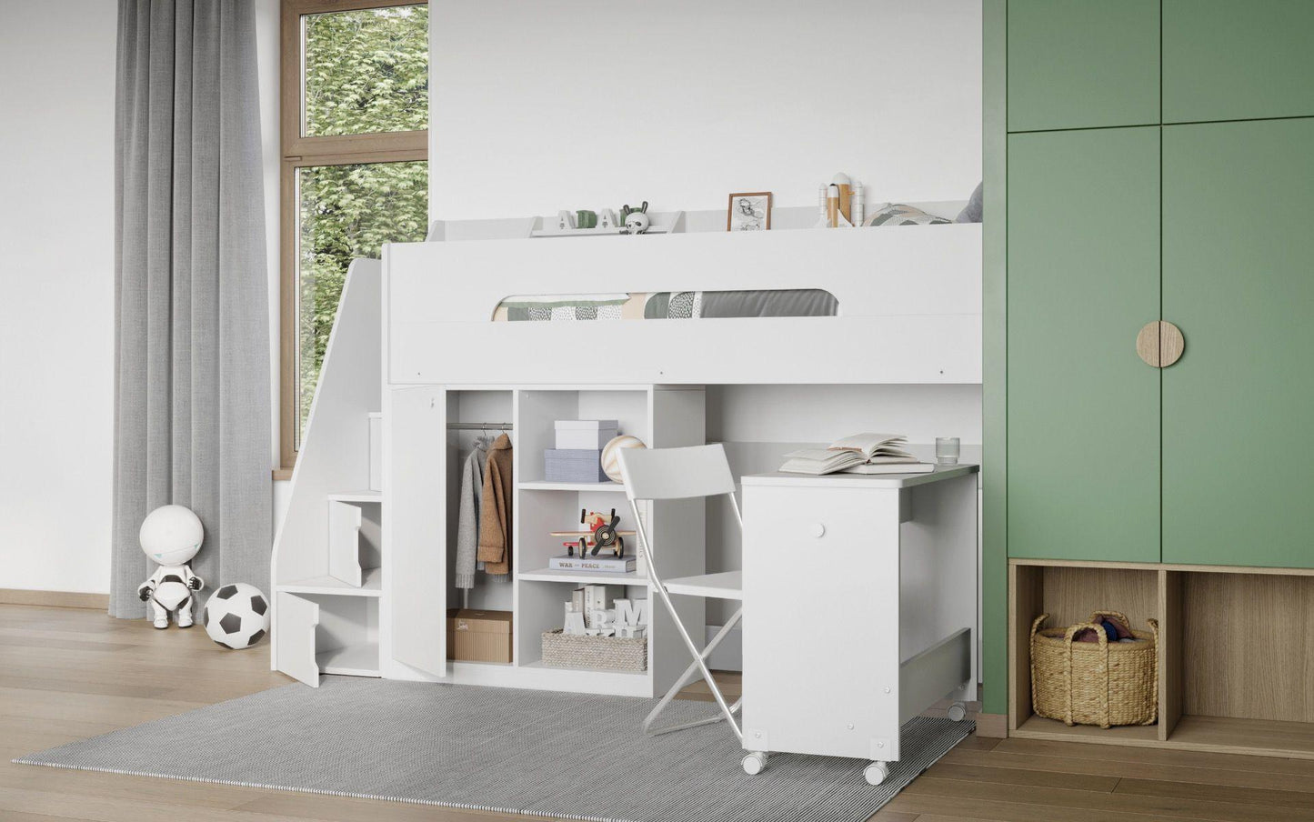 Stepaside Staircase High Sleeper Workstation - Millie & Jones